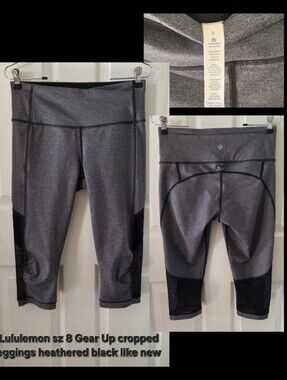 lululemon athletica Gray Heathered Gear Up Cropped Leggings (Size 8)